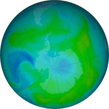 Antarctic ozone map for 2025-01-28